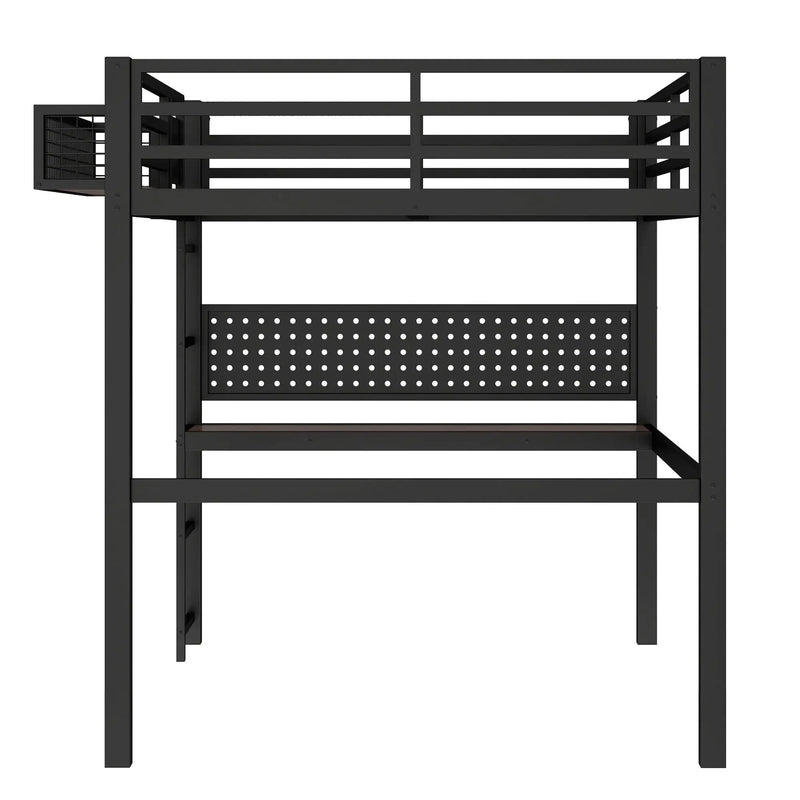 Full Size Loft Bed Frame with Desk and Charging Port by HouseOfZazla