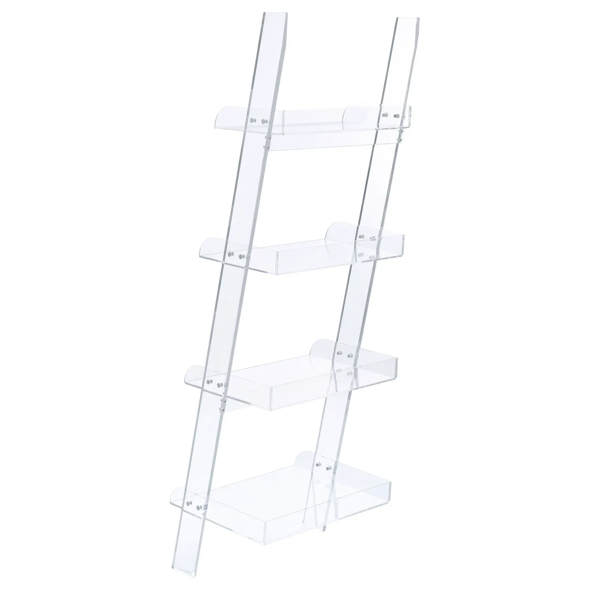 Amaturo 72-inch 4-shelf Acrylic Ladder Bookshelf Clear by Unique Piece Furniture