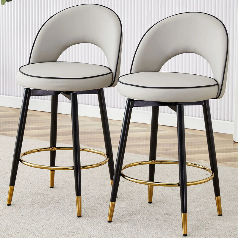 Modern Upholstered 360° Rotatable Bar Chair With Metal Legs For Dining Room (Set of 2) by Unique Piece Furniture