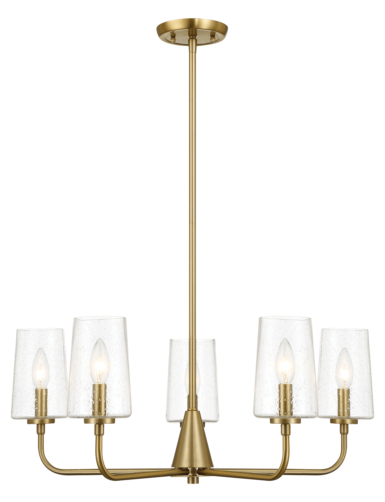 Dazzle Five Lights Chandelier With Clear Seeded Glass - Satin Brass by HouseOfZazla