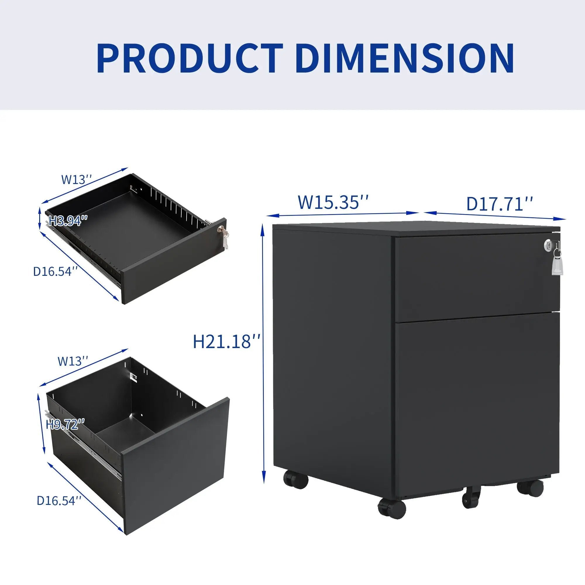 2 Drawer Mobile File Cabinet With Lock Steel File Cabinet For Legal / Letter / A4 / F4 Size / Home / Office Design by HouseOfZazla
