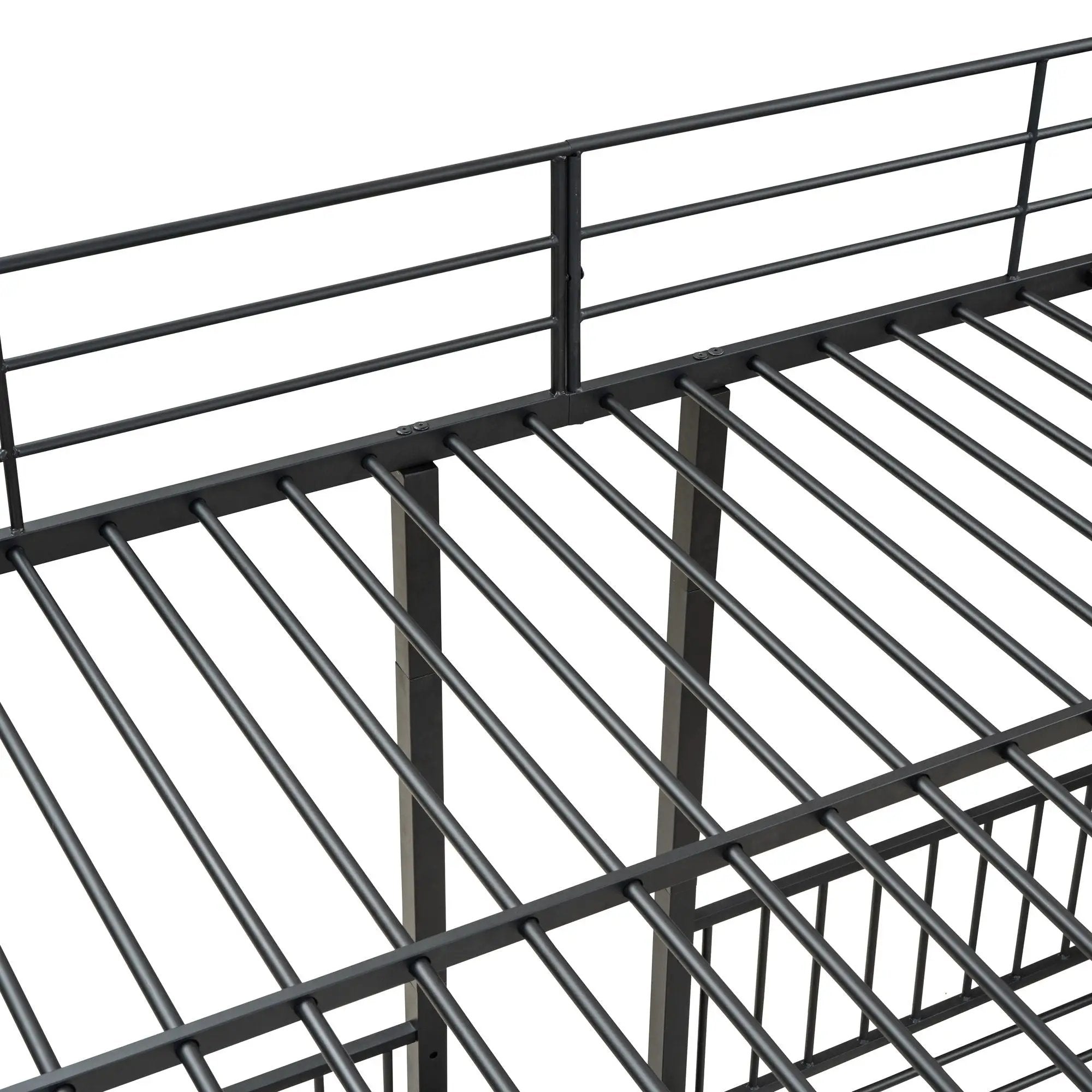 Full Over Twin-Twin Triple Bunk Bed With Drawers And Staircase - Black by HouseOfZazla
