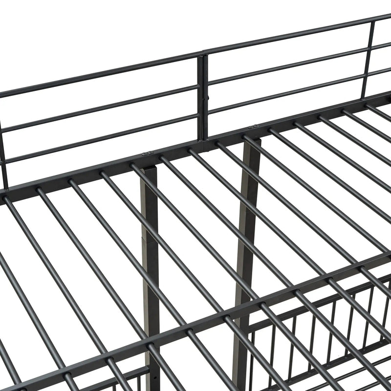 Full Over Twin-Twin Triple Bunk Bed With Drawers And Staircase - Black by HouseOfZazla