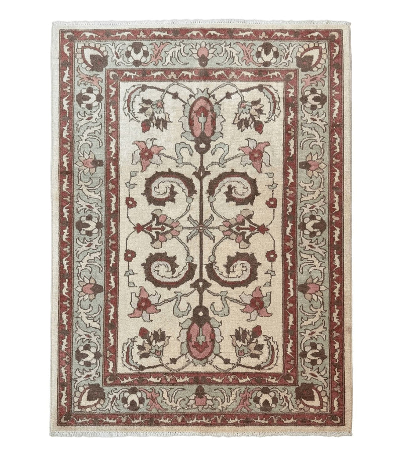 Indo Mahal Rug 4 x 5.6, Indian Handmade Wool Area Rug by Jewel Rugs