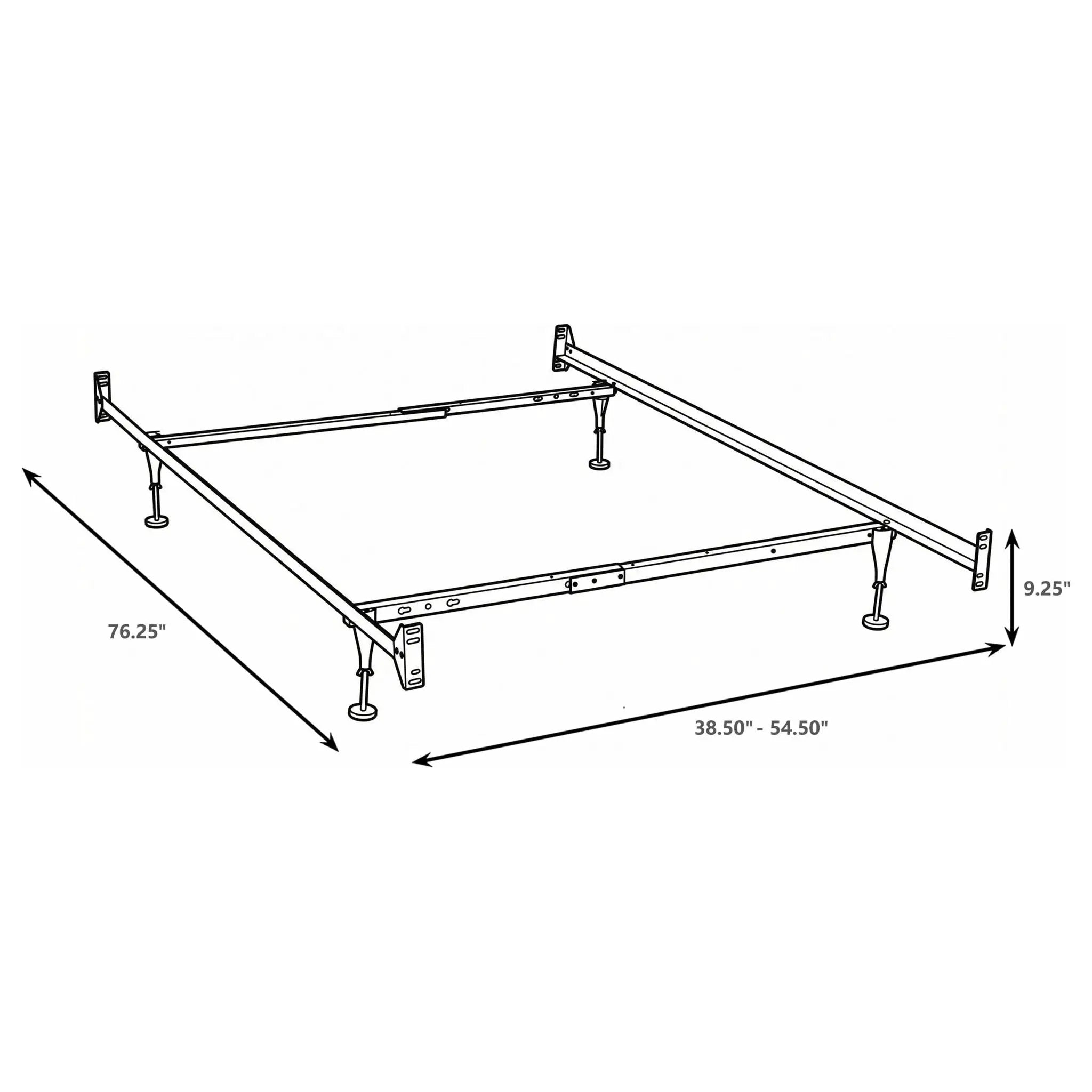 Renee - Twin / Full Bed Frame With Reinforced Center Beam And Bolt-On Construction - Black by HouseOfZazla