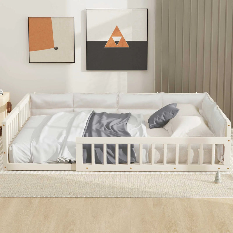 Upholstered Platform Bed With Guardrail And Pillow by Unique Piece Furniture