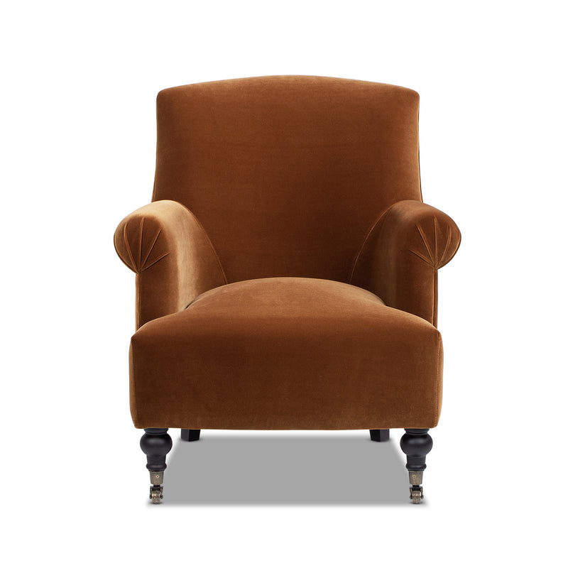 Eloise 30' Pleated Sock Arm Accent Armchair, Burnt Orange Performance Velvet by HouseOfZazla