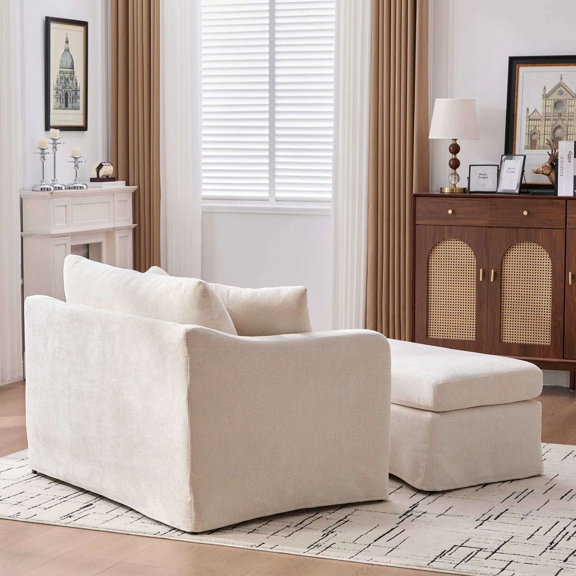 Accent Chair With Ottoman, Includes 2 Bolster Pillows by Unique Piece Furniture