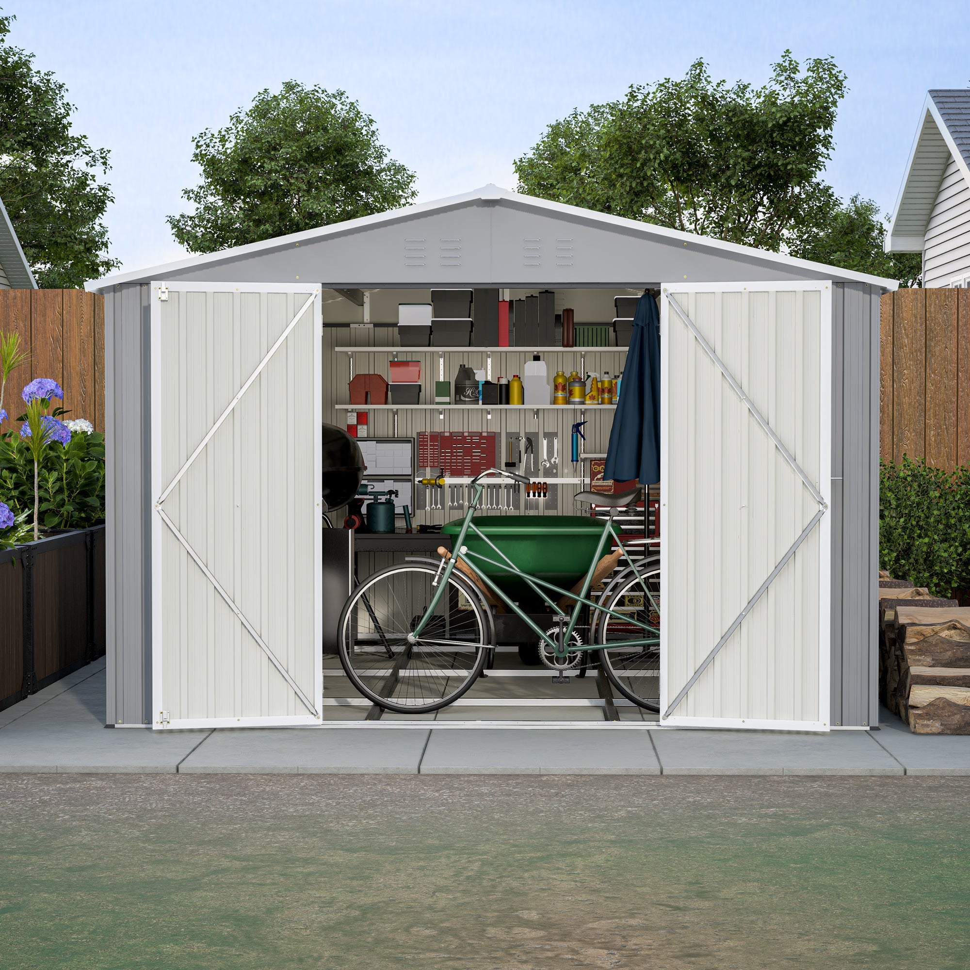 10 x 12 ft. Outdoor Storage Shed with Floor Frame Kit by HouseOfZazla