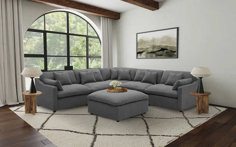 Hobson Square Upholstered Ottoman Charcoal by Unique Piece Furniture