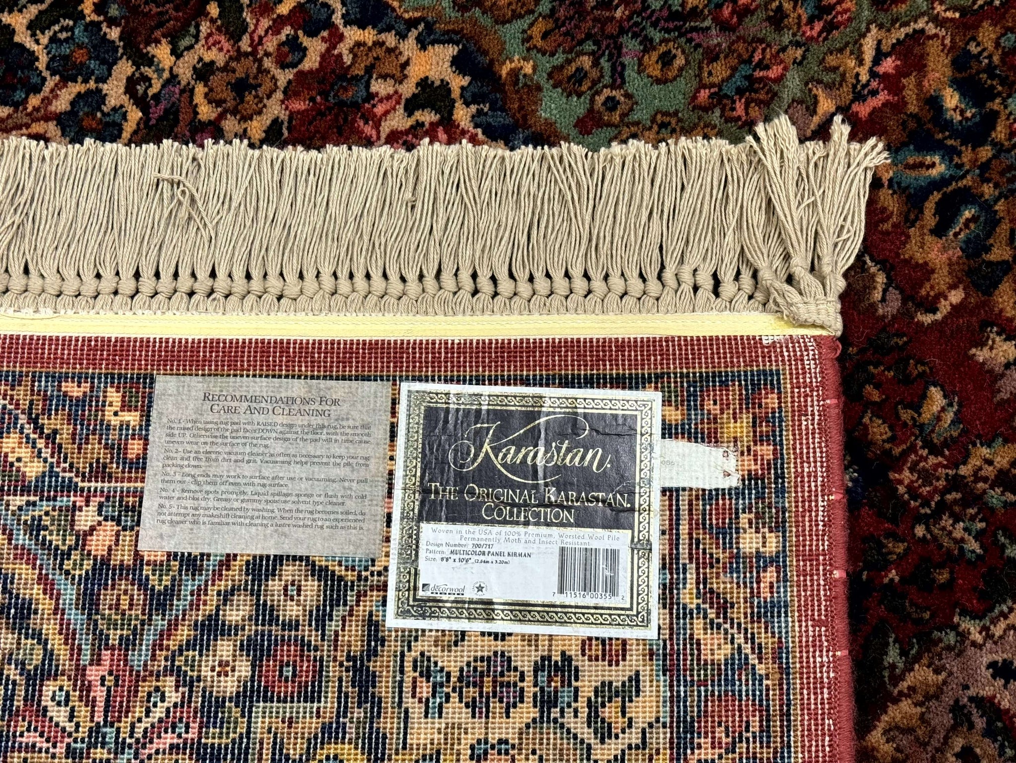 Karastan Rug 8.8 x 10.6, Multicolor Panel Kirman Rug #717, Wool by Jewel Rugs