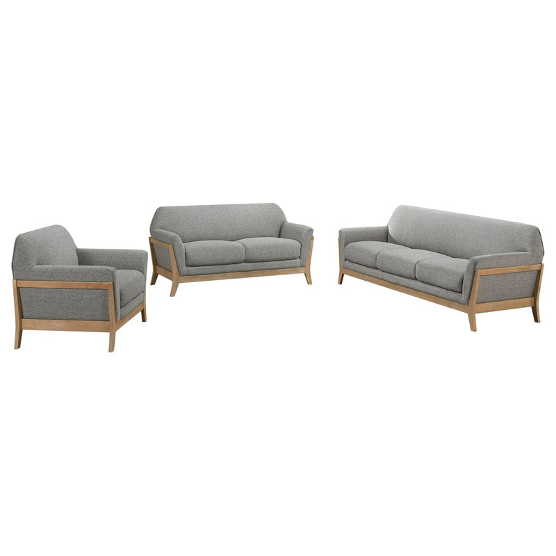 Vaughn 3-piece Fabric Upholstered Flared Arm Sofa Set Grey by Unique Piece Furniture