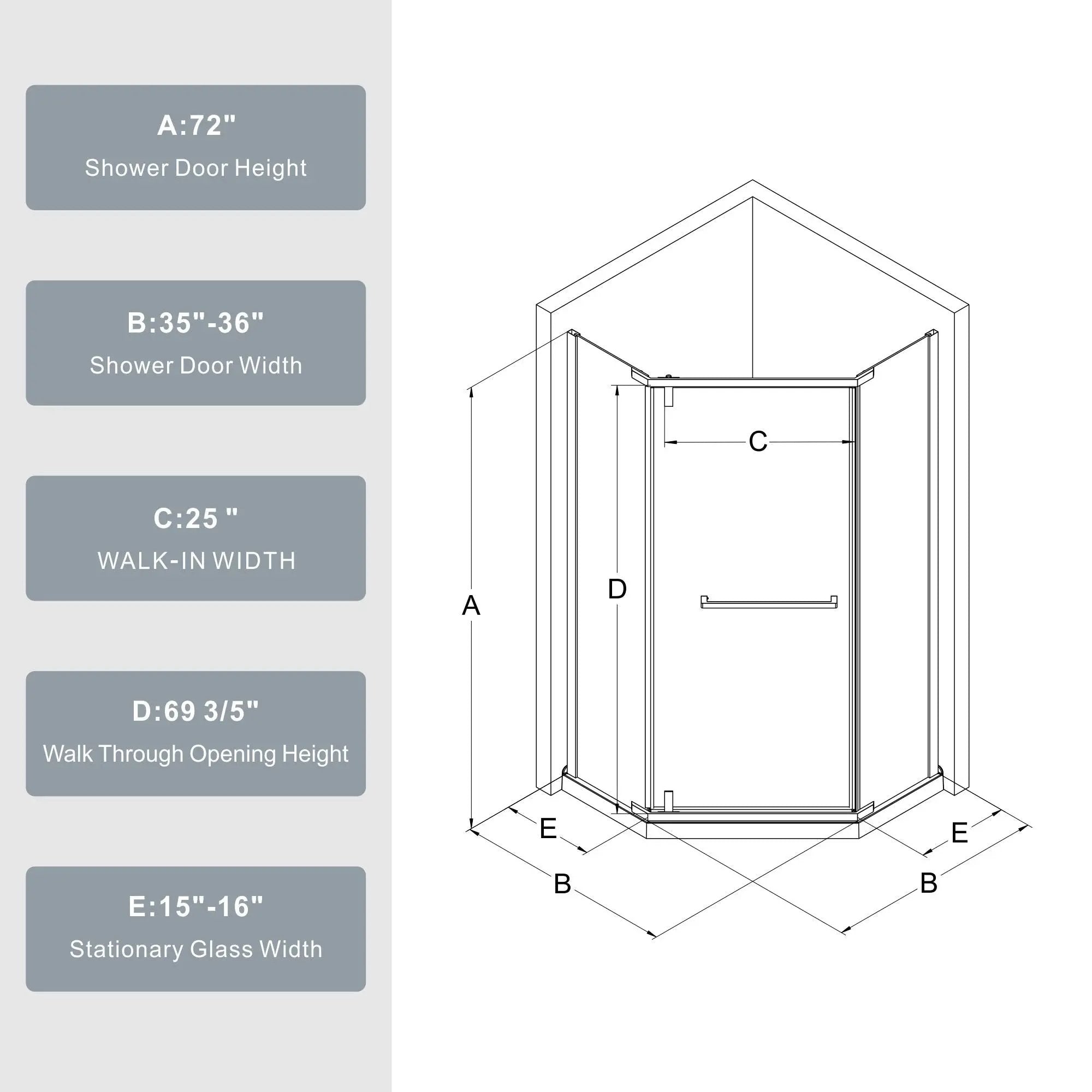 Goodyo - Neo-Angle Frameless Shower Door - Gold by HouseOfZazla