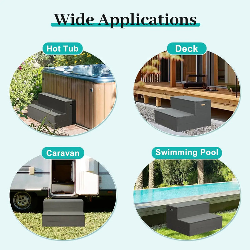 Hot Tub Steps, Universal Spa & Hot Tub Step, Heavy Duty Aluminum Spa Steps by HouseOfZazla