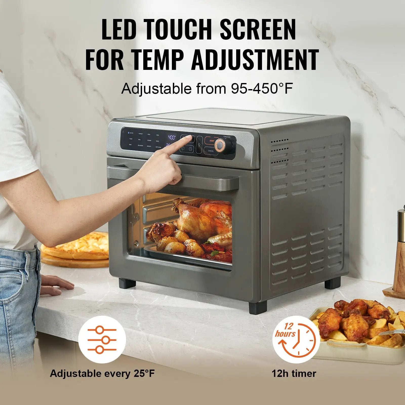 12-in-1 Air Fryer Toaster Oven 25L Stainless Steel 1700W by HouseOfZazla
