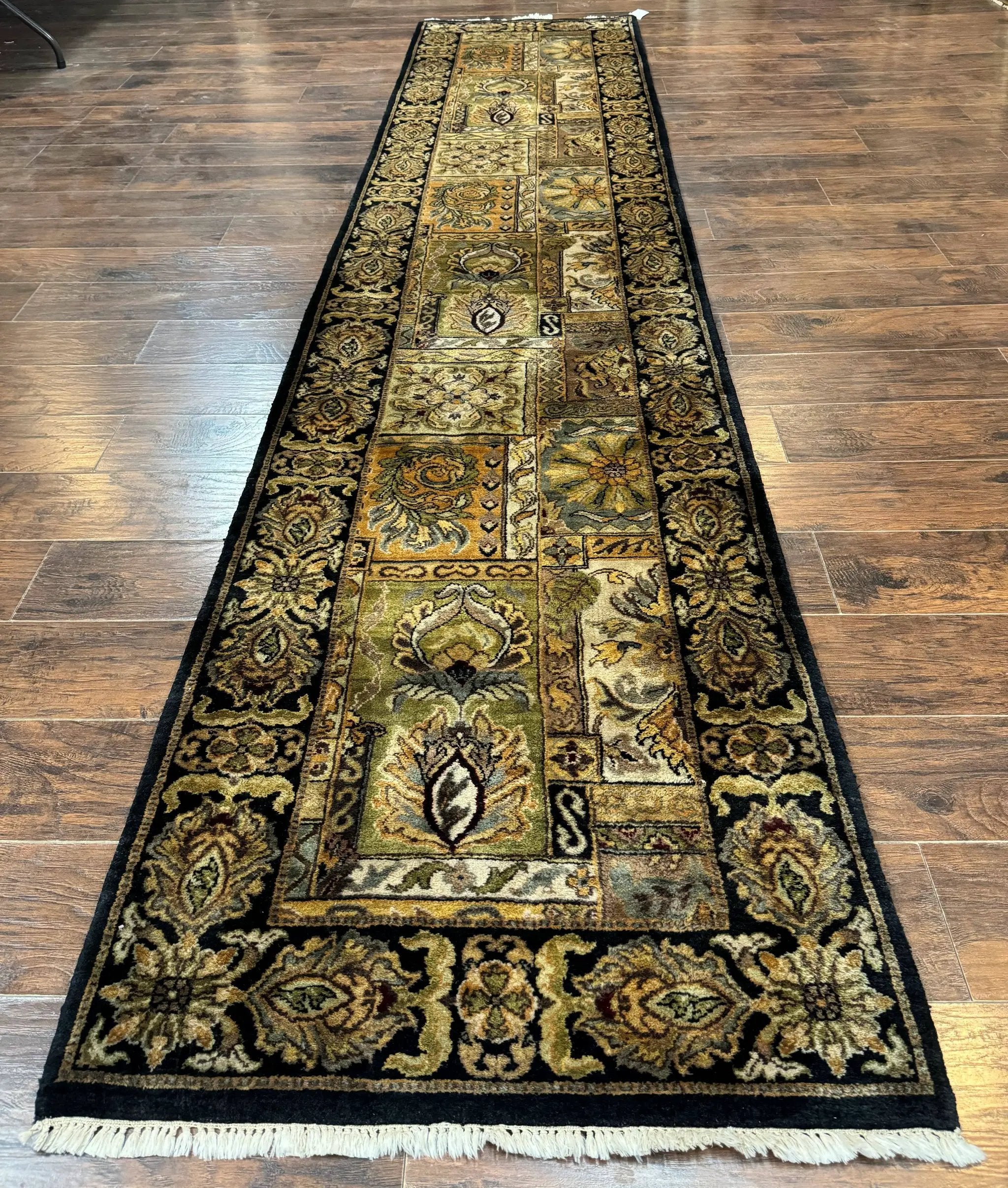 Indian Runner Rug 3x14, Panel Design, Oriental Carpet for Hallway by Jewel Rugs