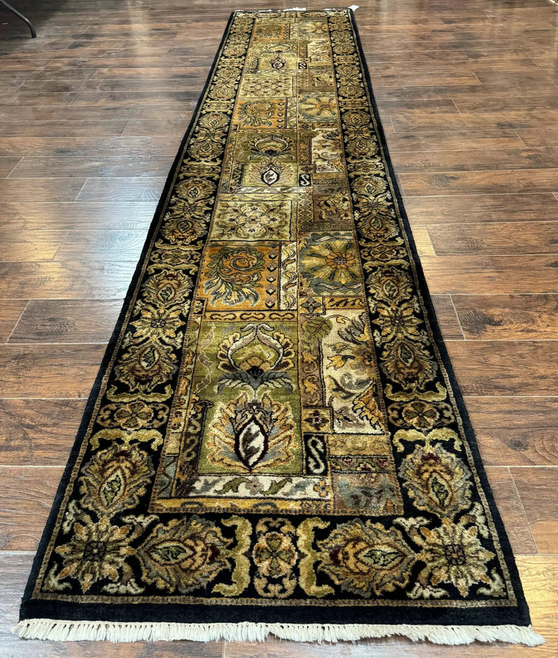 Indian Runner Rug 3x14, Panel Design, Oriental Carpet for Hallway by Jewel Rugs