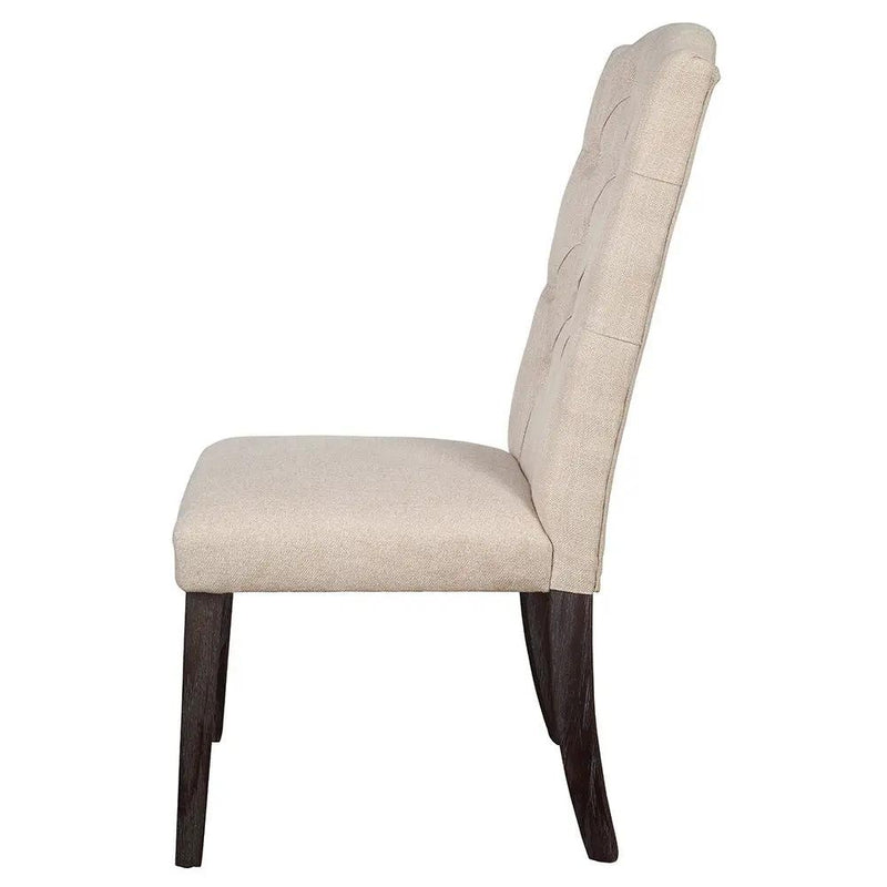 Gerardo - Side Chair (Set of 2) - Beige Linen & Weathered Espresso by Unique Piece Furniture