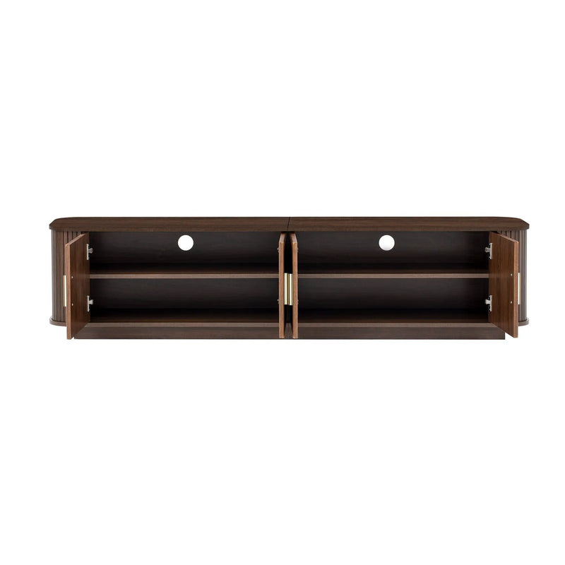 70" TV Stand With Ample Storage, Refined Curved Corners - Dark Brown