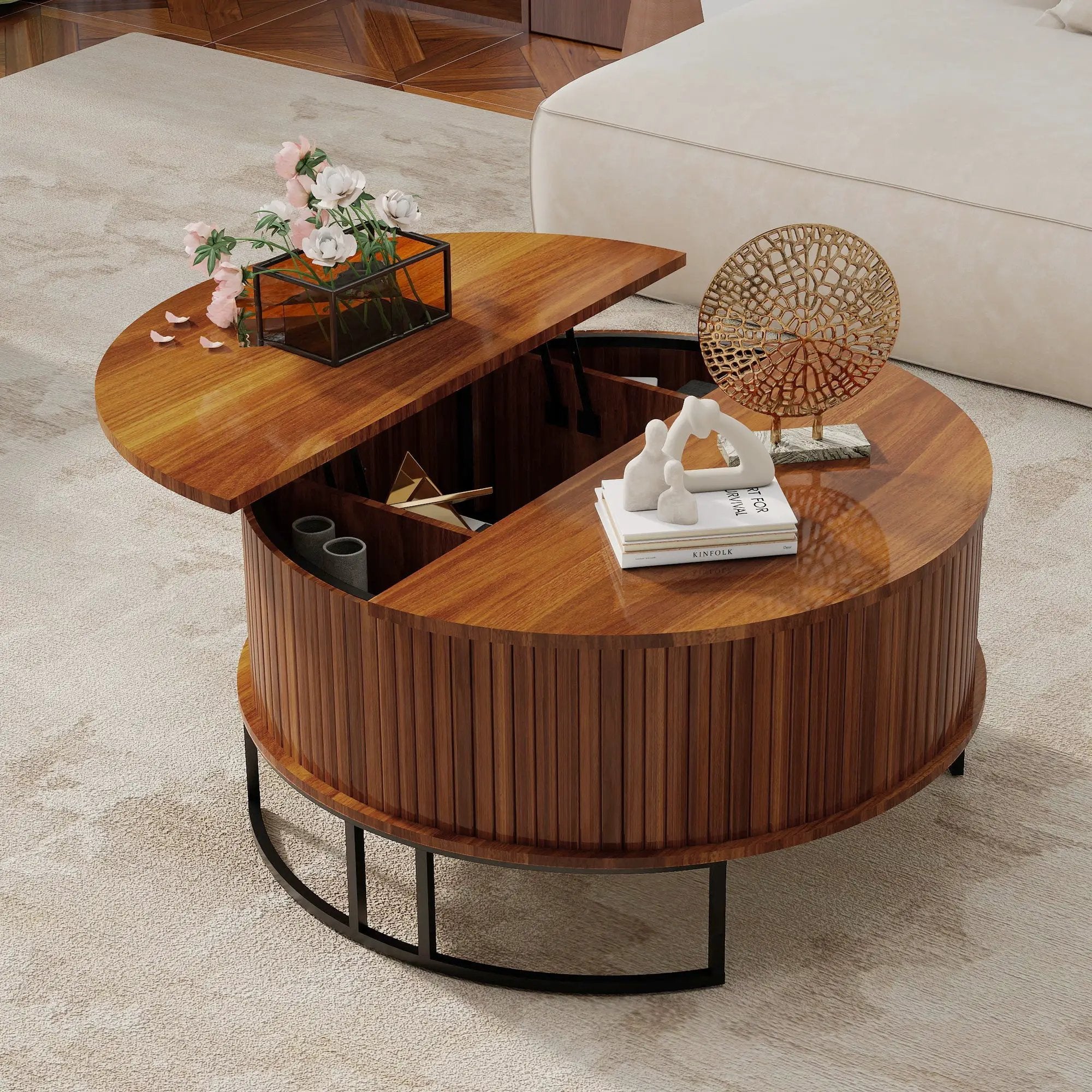 31.5" Round Coffee Table with Storage by HouseOfZazla
