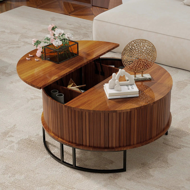 31.5" Round Coffee Table with Storage by HouseOfZazla
