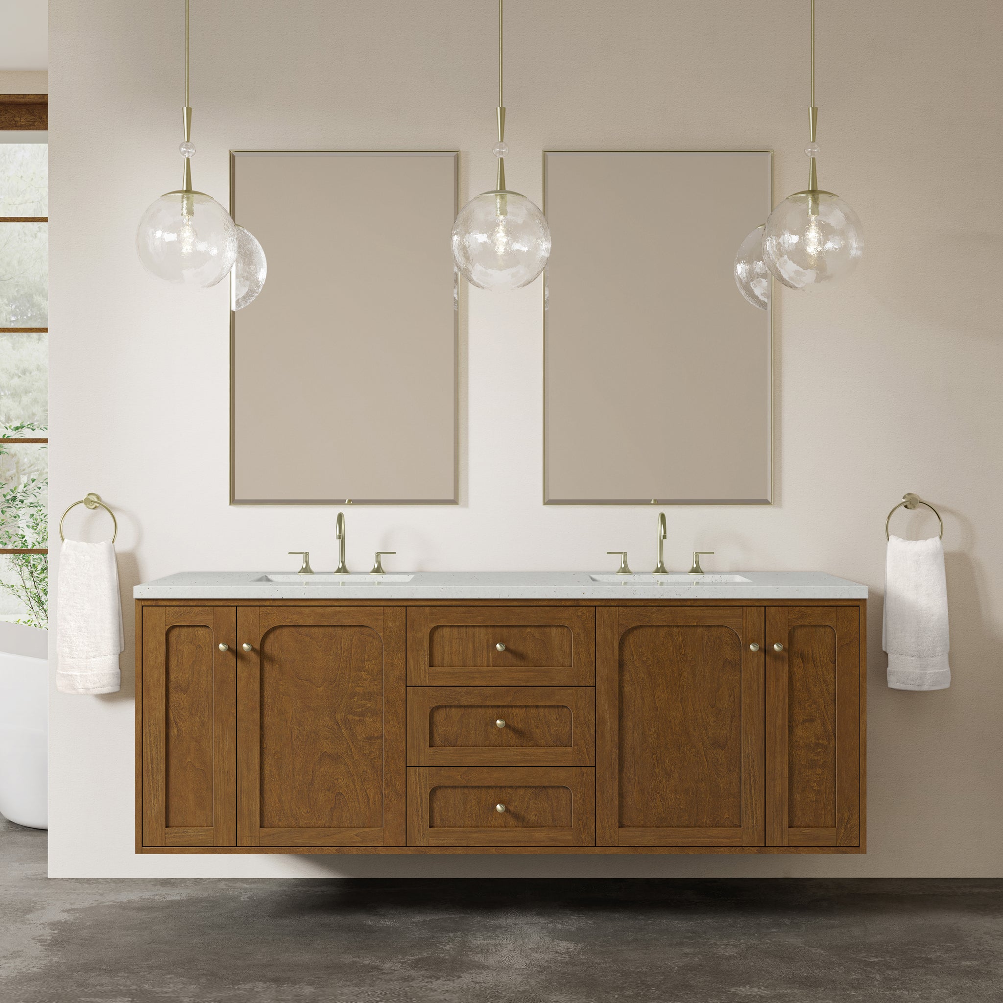 James Martin Laurent 72" Dual Mount Double Bathroom Vanity, Honey Oak, view 35