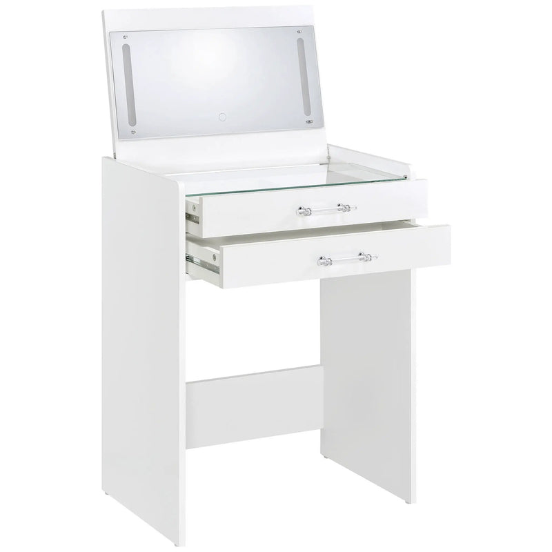 Danbury 3-drawer Makeup Vanity & Stool Set White High Gloss by Unique Piece Furniture