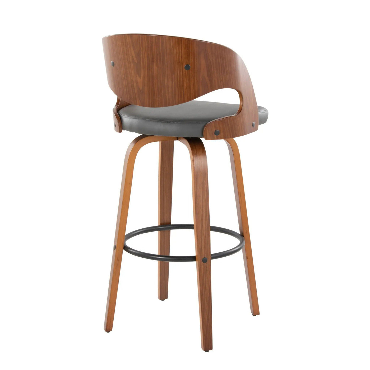 Pino - Mid Century Modern Fixed Height Barstool With Swivel & Round Footrest (Set of 2) by HouseOfZazla