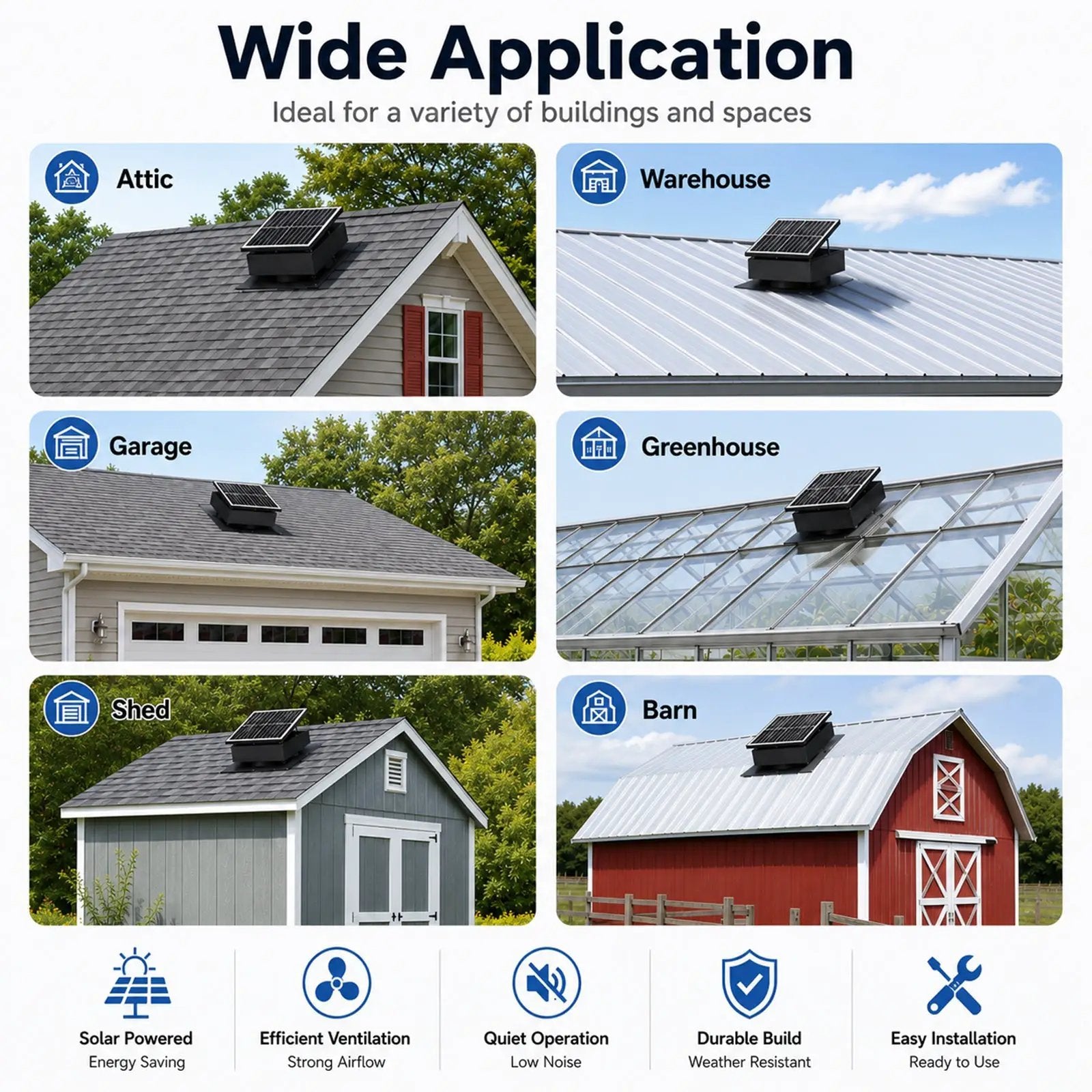 14" Adjustable Square Solar Roof Exhaust Fan, 60W Dual Power Attic Ventilator by HouseOfZazla