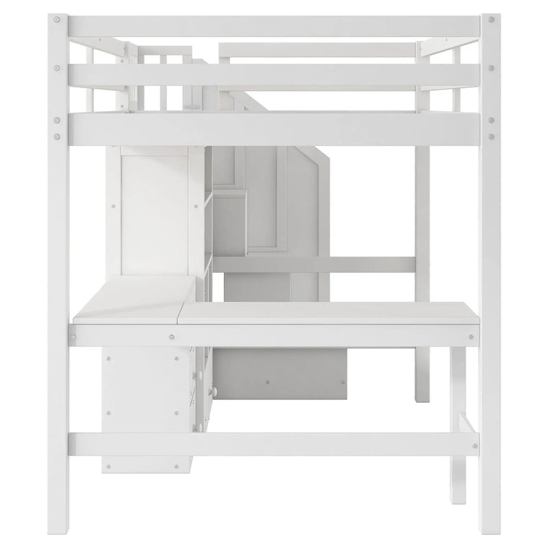 Loft Bed & L Shaped Desk, Drawers, Cabinet, And Storage Staircase by HouseOfZazla