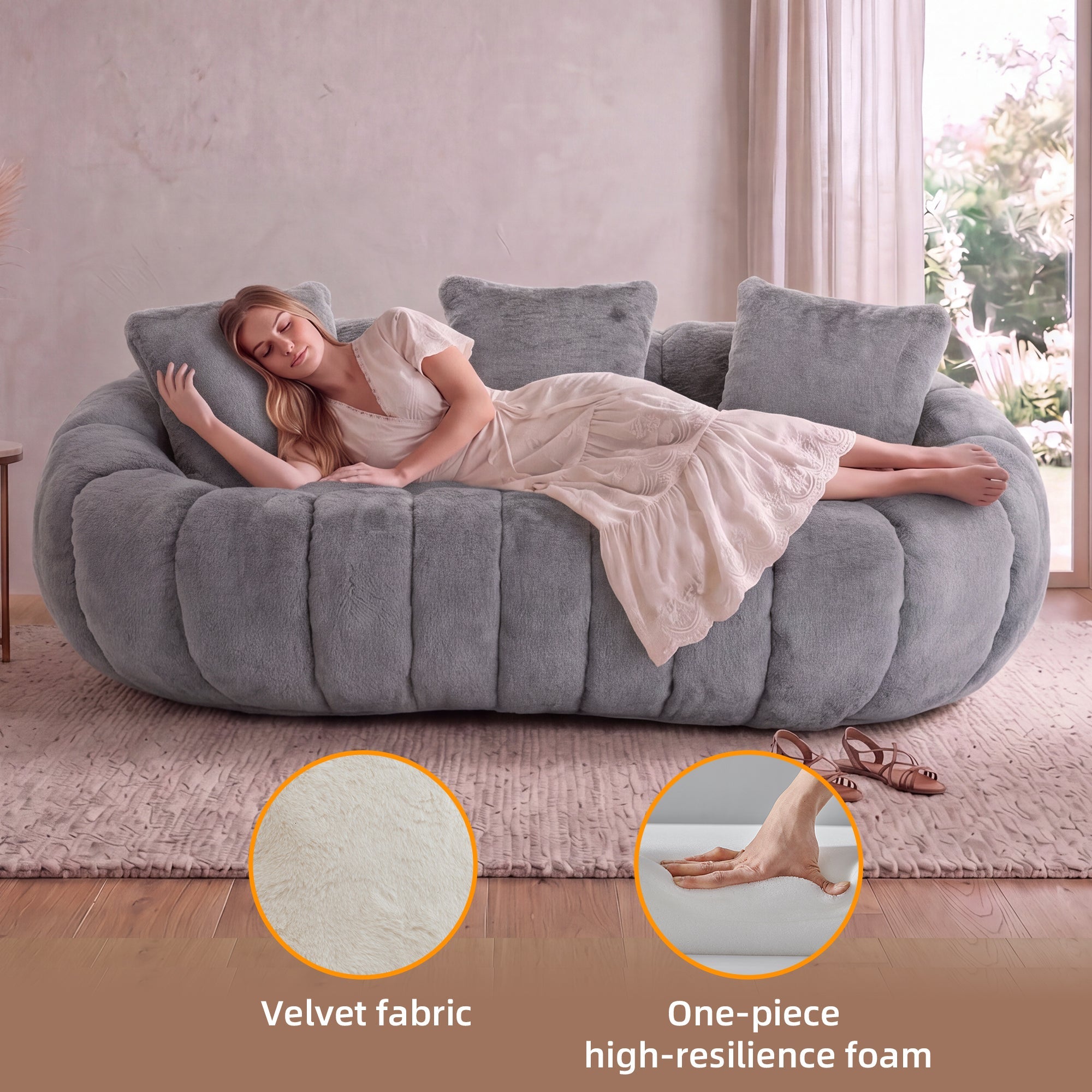 Floral-Shaped Ultra-Soft Faux Fur Two-Seater Sofa by HouseOfZazla