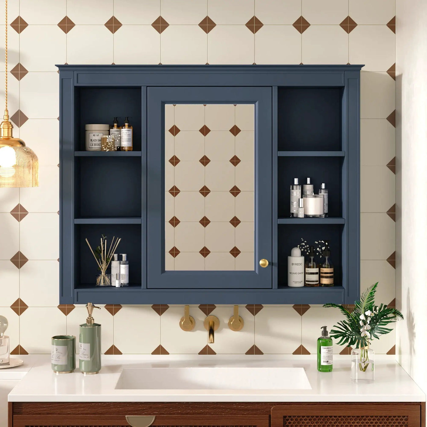 Wall Mounted Medicine Cabinet With Mirror and 6 Open Shelves by HouseOfZazla