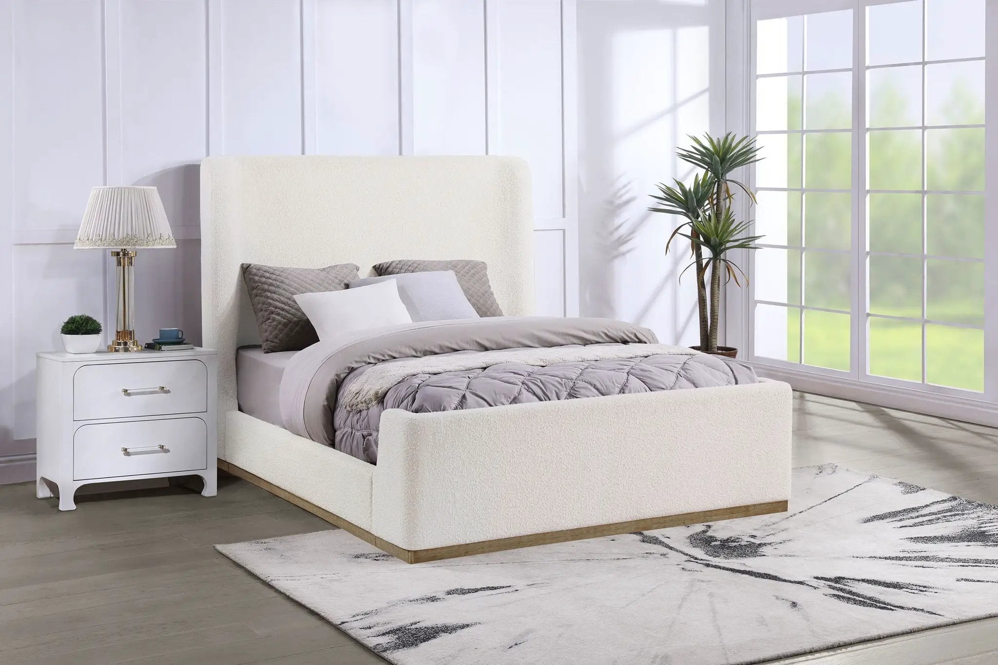 Nala Upholstered Queen Sleigh Bed Cream by Unique Piece Furniture