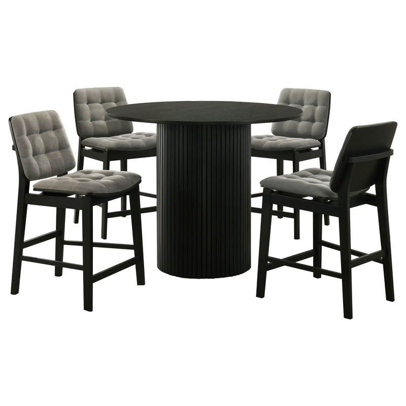 Hamlyn 5-piece Round Wood Counter Height Dining Set Grey and Black by Unique Piece Furniture