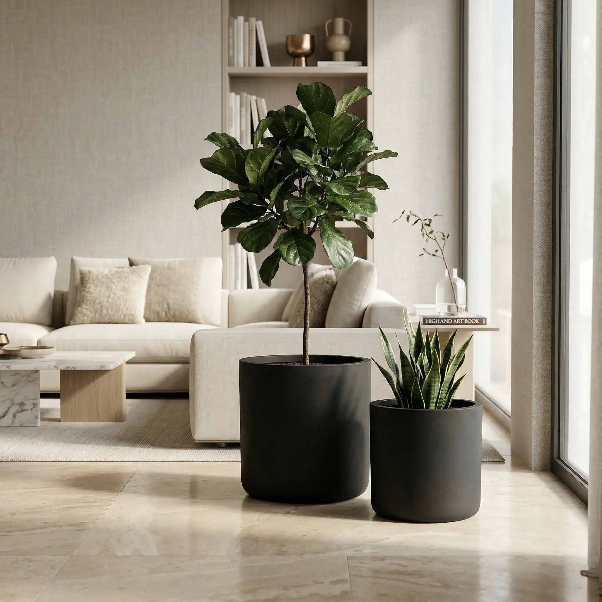 Round Concrete Planter Set of 2 by HouseOfZazla