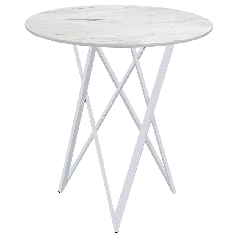 Bexter Round 35-inch Faux Marble Bistro Bar Table Chrome by Unique Piece Furniture