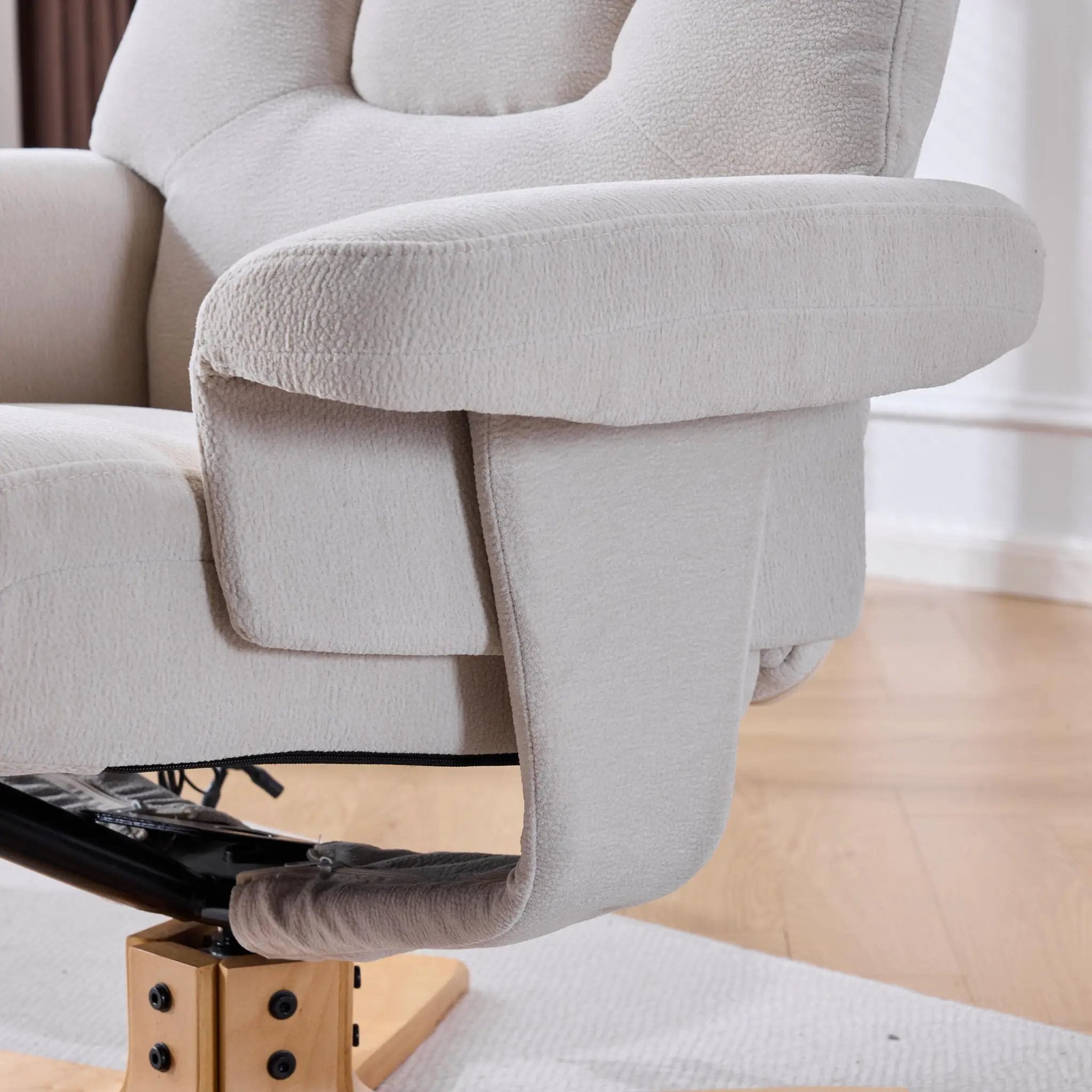 Upholstered Heated Massage 360° Swivel Accent Chair With Ottoman by HouseOfZazla