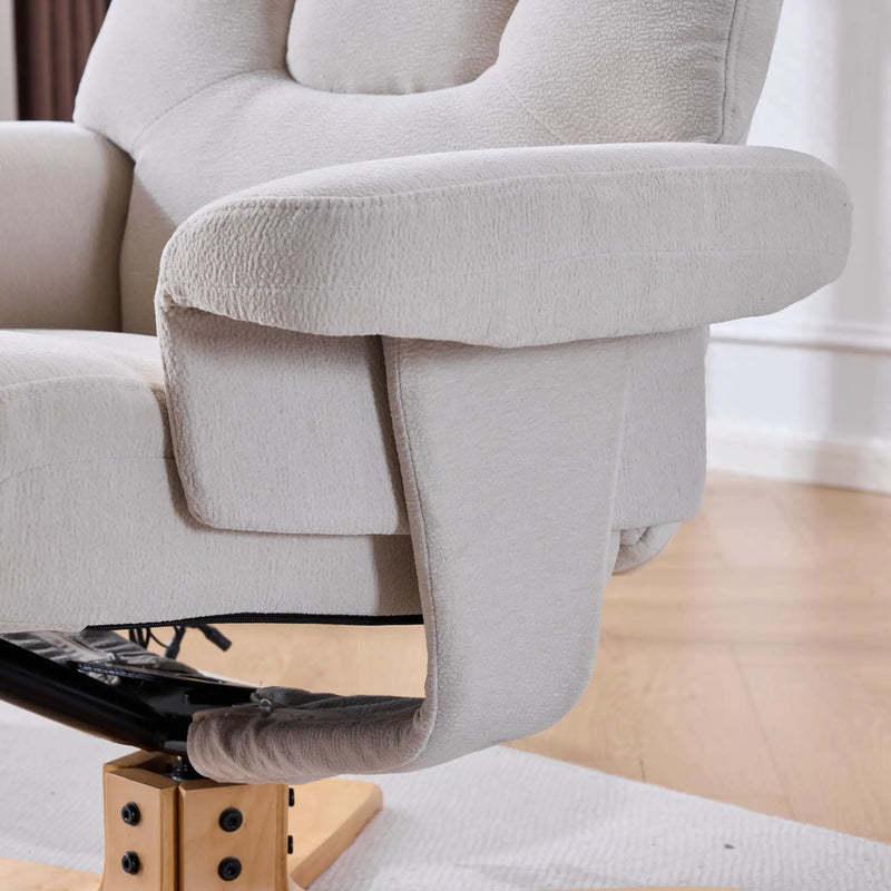 Upholstered Heated Massage 360° Swivel Accent Chair With Ottoman by HouseOfZazla