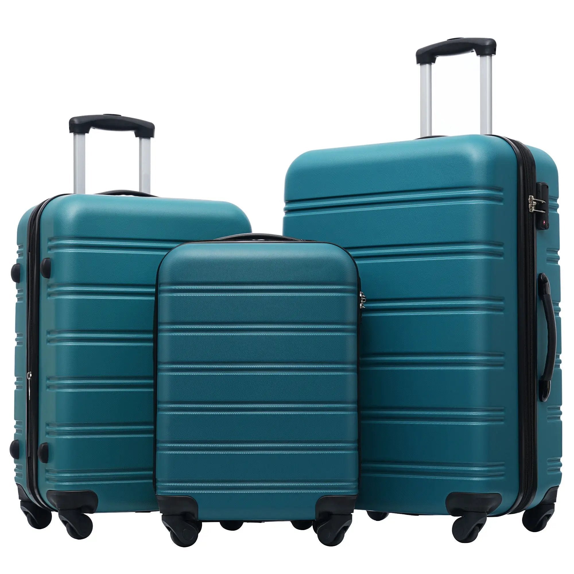 Hardshell Luggage Sets 3 Pieces Spinner Suitcase With Tsa Lock Lightweight 20" 24" 28" - Antique Blue Green by HouseOfZazla