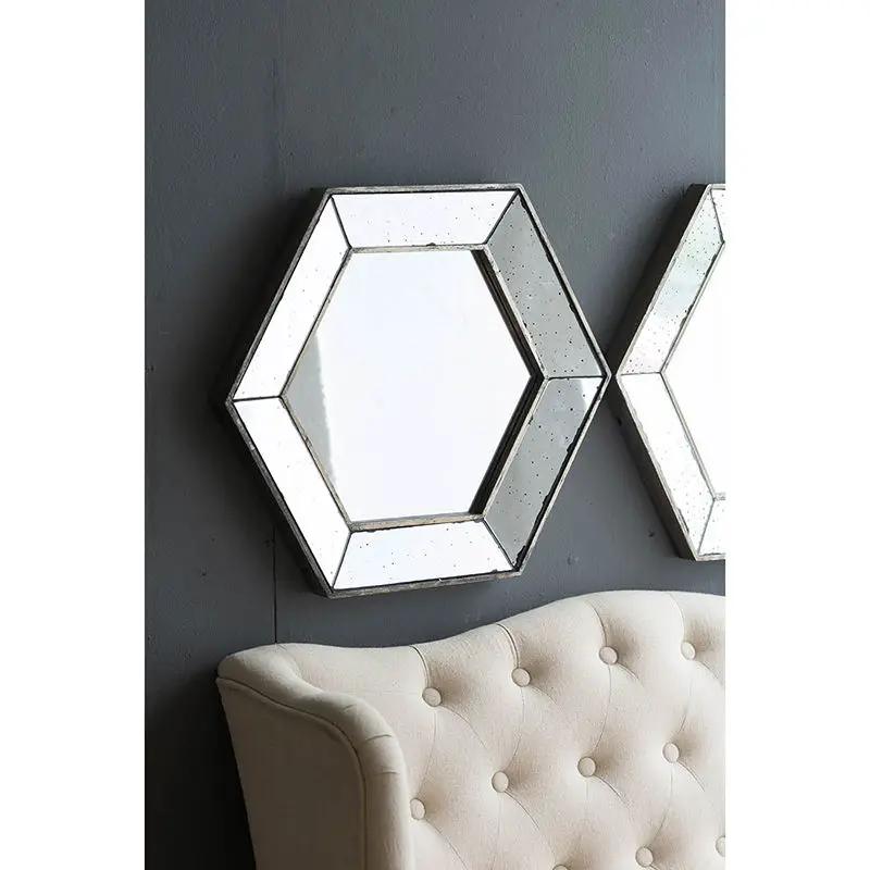 Hexagon Wall Mirror With Contemporary Glass Design, Home Decor Accent Mirror For Living Room, Entryway, Bedroom by Unique Piece Furniture