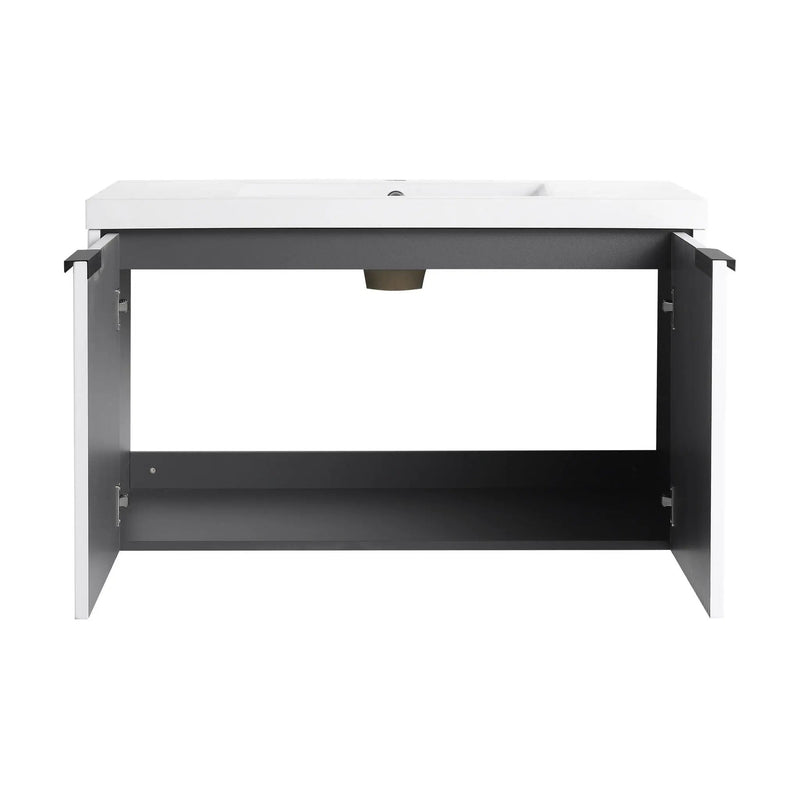 Contemporary Wall Mounted Bathroom Vanity With Resin Double Sink by HouseOfZazla