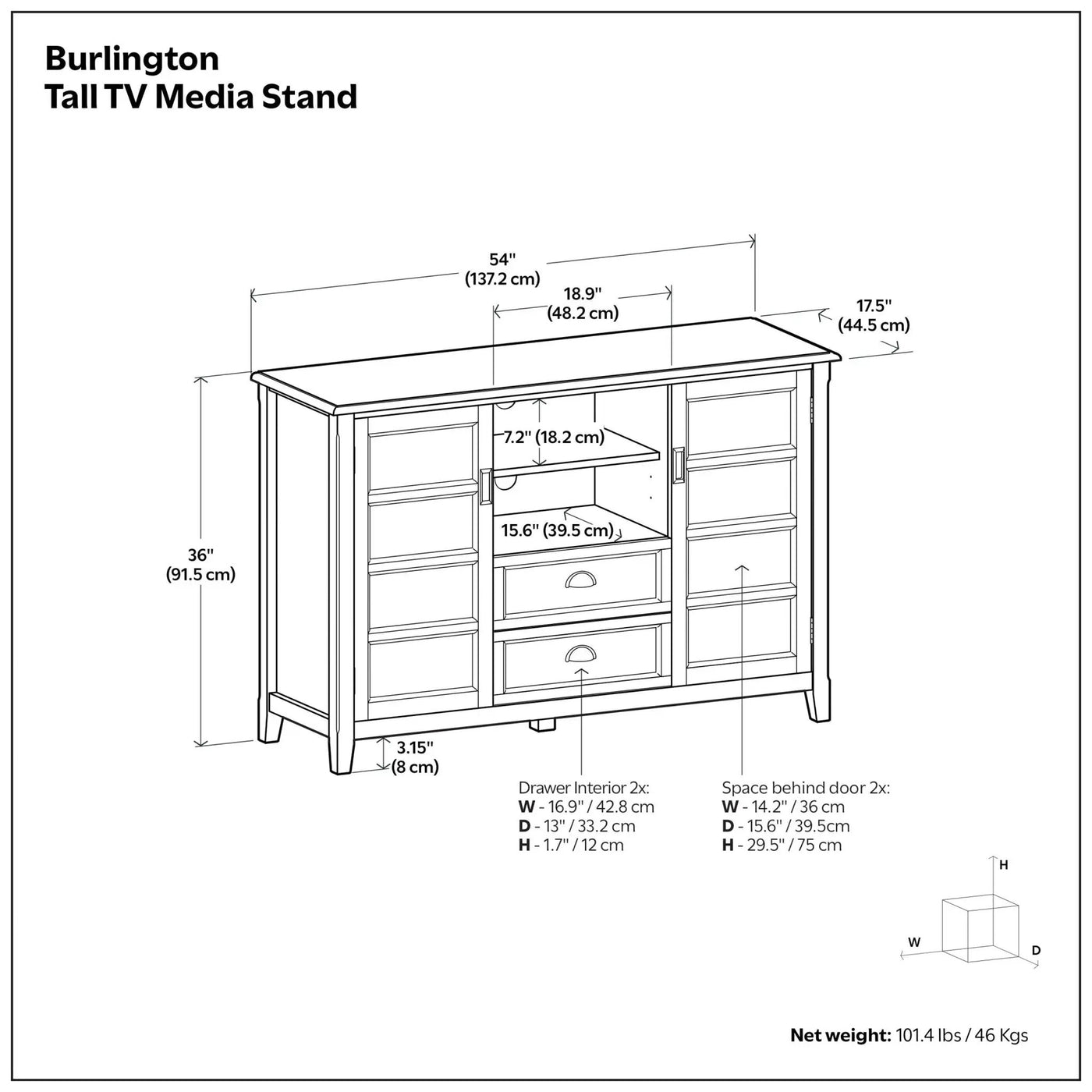 Burlington - Handcrafted Tall TV Media Stand by Unique Piece Furniture