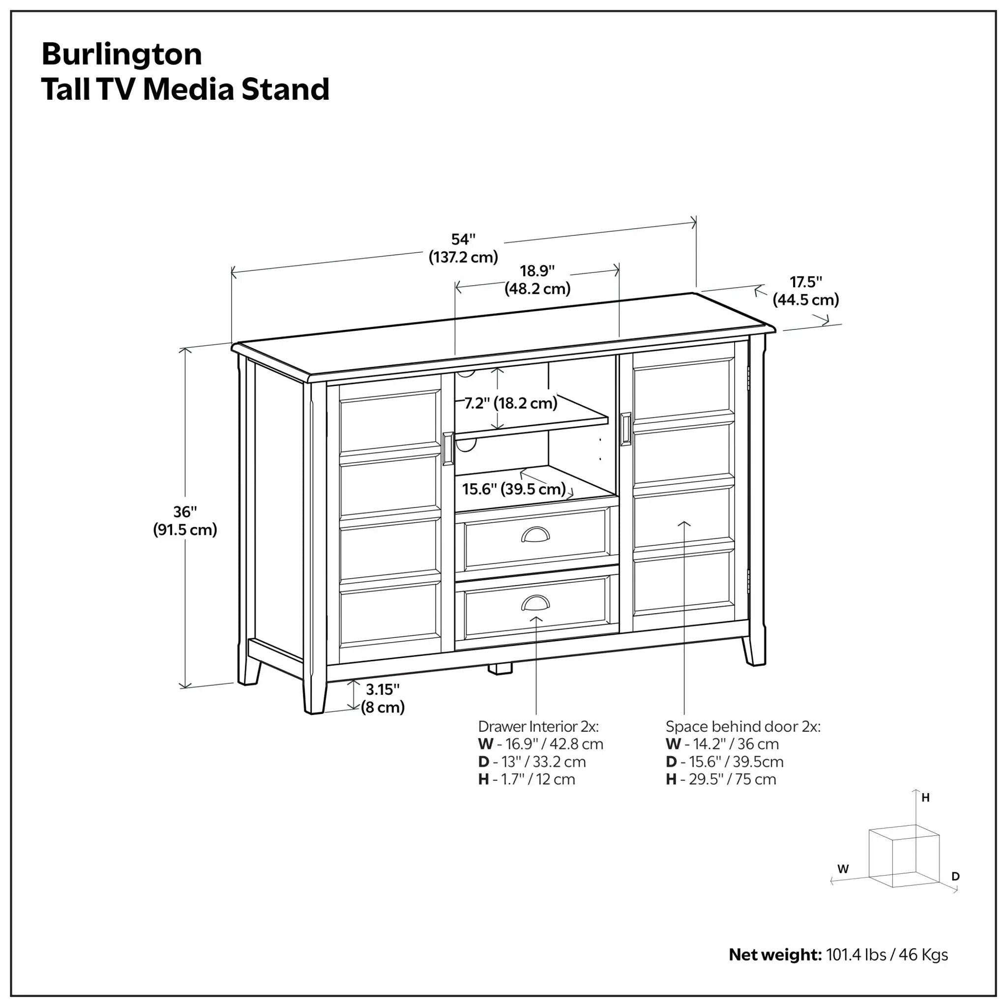 Burlington - Handcrafted Tall TV Media Stand by Unique Piece Furniture