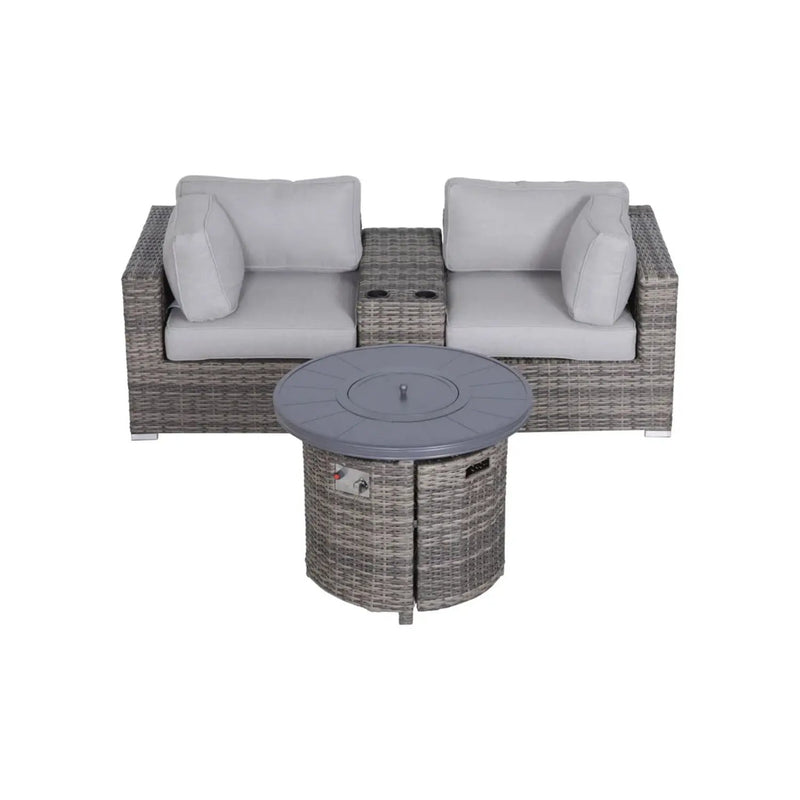 Rattan Patio Set With Comfortable Cushions And Fire Pit by Unique Piece Furniture