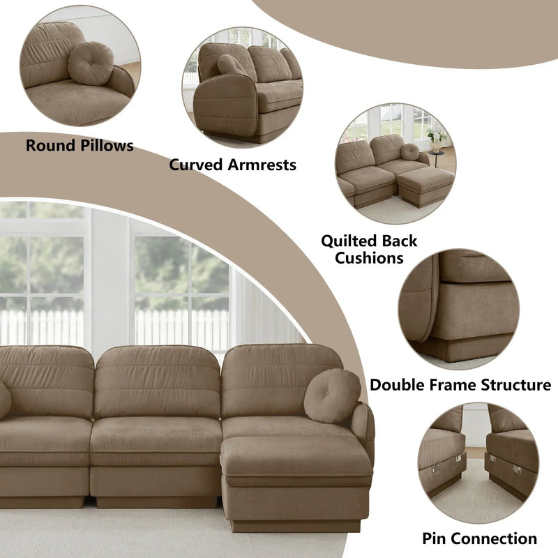 105" Chenille Cloud 3-Seater Sofa by HouseOfZazla