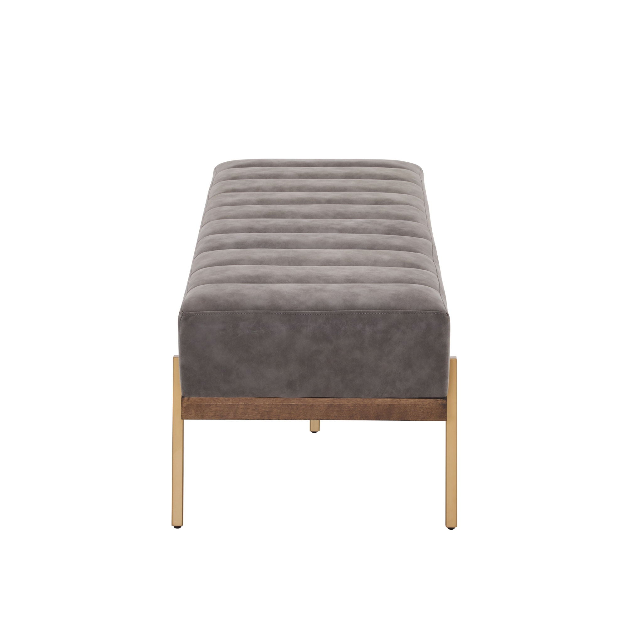 Thorian Luxury Upholstered Ottoman Bench with Channel Tufting and Metal Base by HouseOfZazla
