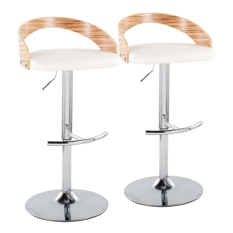 Grotto - Contemporary, Adjustable Barstool With Swivel With Rounded T Footrest (Set of 2) by Unique Piece Furniture