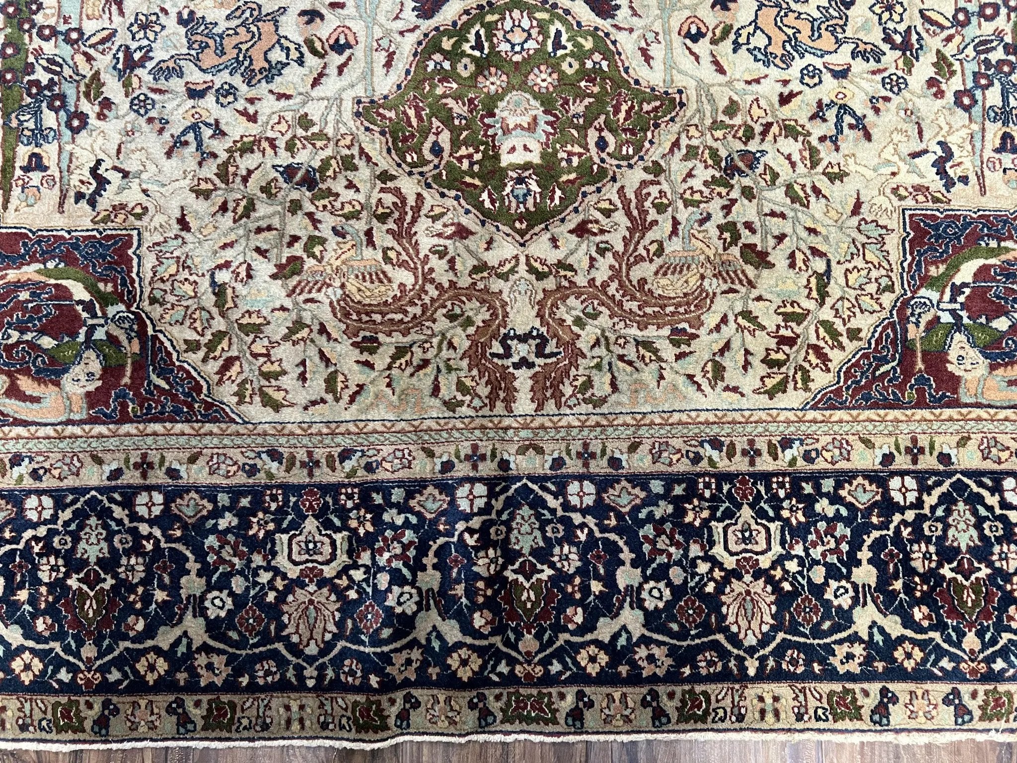 Rare Antique Indian Agra Rug, Early 20th Century Indian Carpet, Animal and Angel Motifs, Hunting Scene, Collectible Oriental Carpet, Wow by Jewel Rugs