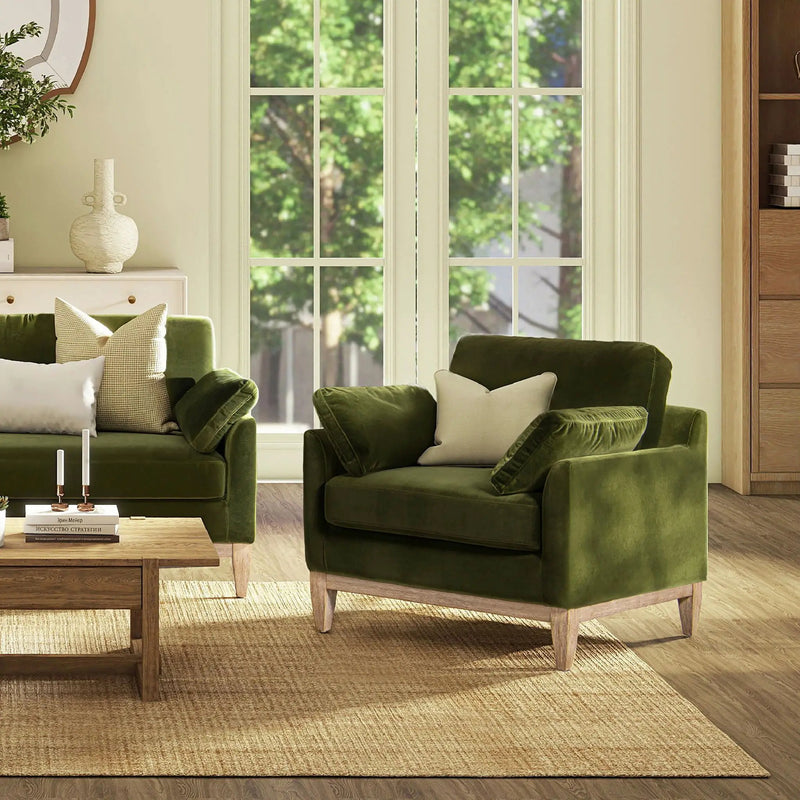 Pasadena - Wide Modern Farmhouse Accent Arm Chair - Olive Green by Unique Piece Furniture