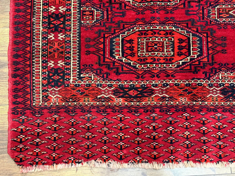 Antique Turkoman Salor Rug, Turkoman Textile, Fine 400 KPSI, Red, Persian Tribal Rug by Jewel Rugs